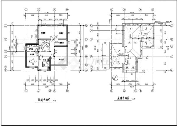 某私宅设计建筑施工cad图纸(共6张)-图二