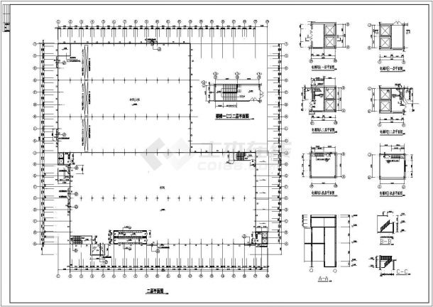 厂房设计_某大型二层轻钢结构厂房建筑施工CAD图-图二
