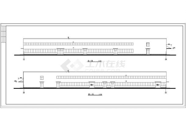 某医药主车间建筑cad施工图纸-图一