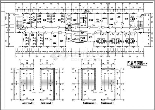 某医院住院部全套设计cad施工图纸-图一