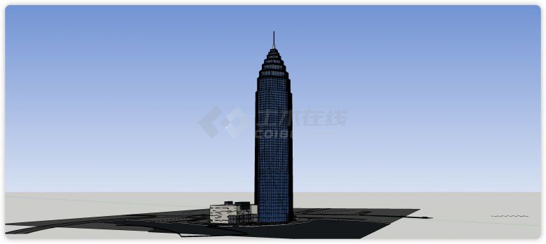 顶部塔型设计高层设计方案su模型-图二