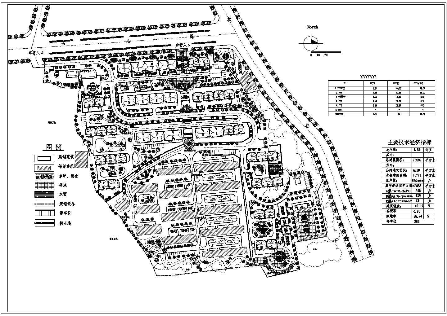 某大型居住小区规划设计详细施工方案CAD图纸