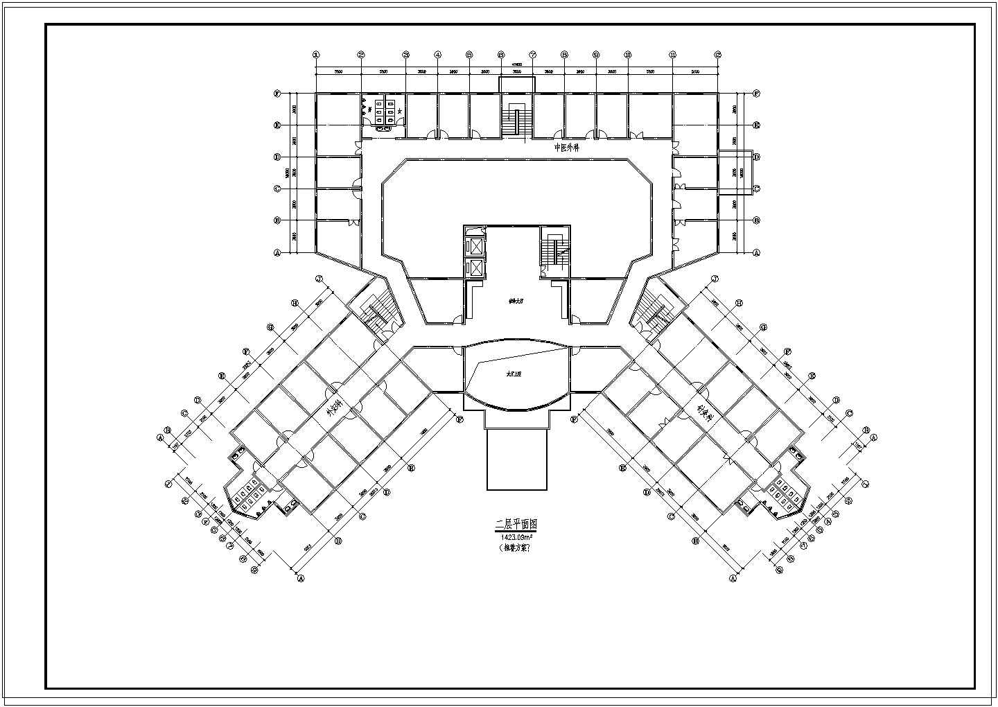 某地区皮肤医院建筑平立面图纸