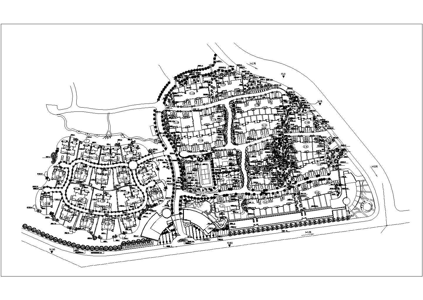 某小区建筑景观规划设计详细施工方案CAD图纸