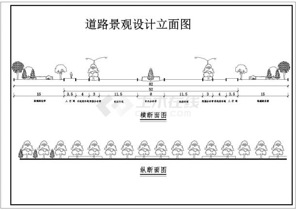 江苏省某市地区浦江东路延伸路段道路绿化设计图（150米标段）-图一