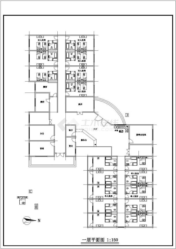 某小型小区规划及建筑设计详细施工方案CAD图纸-图一