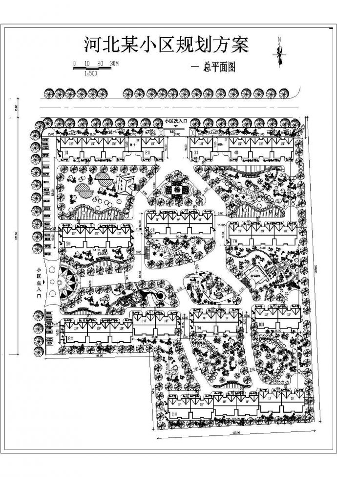 某居民小区完整规划设计详细施工方案CAD图纸_图1