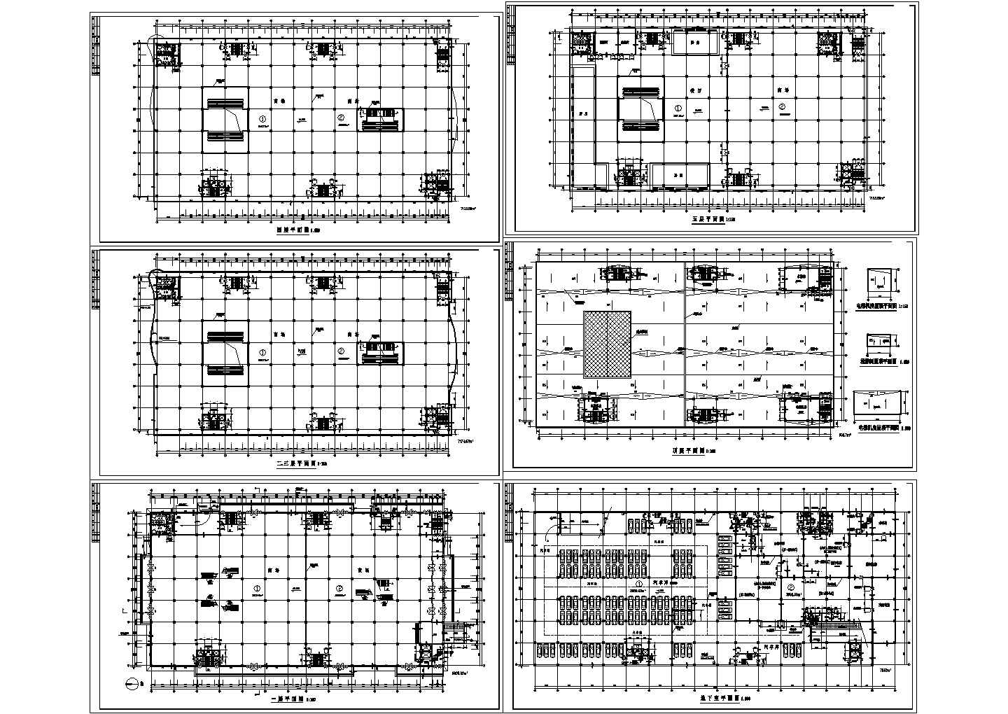 浙江某地新型商场全套建筑施工设计cad图纸（含地下室平面图）