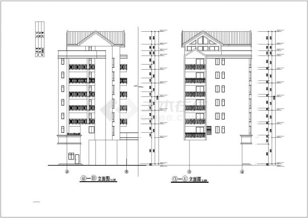 西宁市长安街某8层框架结构住宅楼建筑设计CAD图纸（1层为车库）-图一