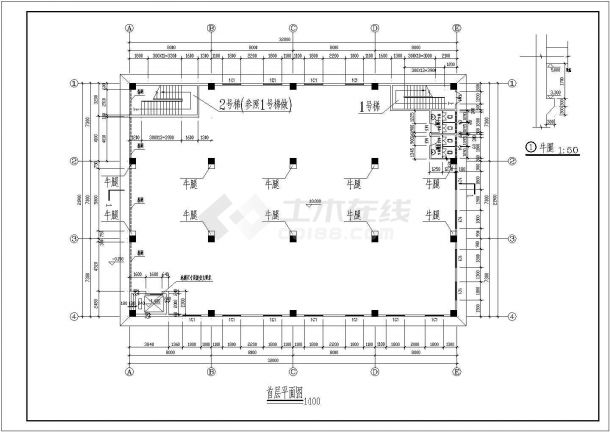 厂房设计_某四层厂房建筑施工CAD图-图一