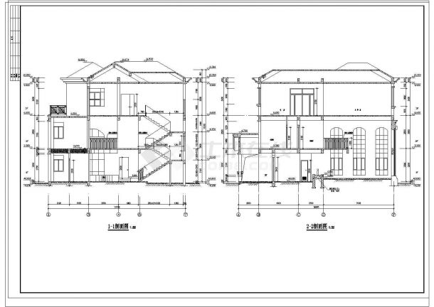 3层独栋别墅建筑CAD施工图设计-图二