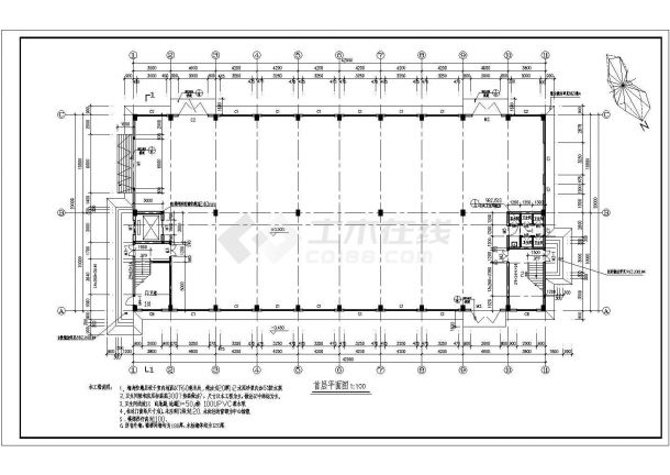 厂房设计_四层厂房建筑施工CAD图-图一