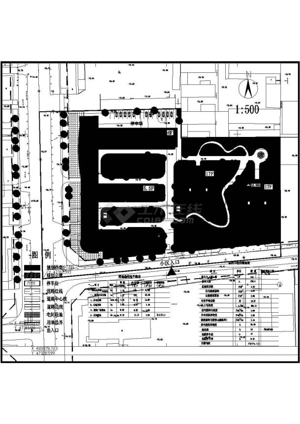 某多层居民小区规划设计cad总平面方案图（含技术经济指标，含两种方案设计）-图一