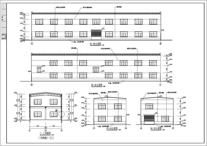 厂房设计_某两层排架结构塑料制品生产车间建筑施工CAD图_图1