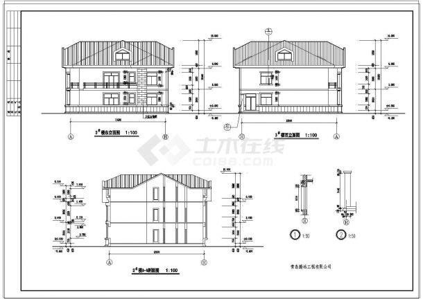 别墅式疗养房建筑设计施工图纸-图一