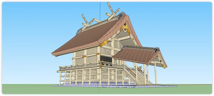 东南亚风格大小组合古建筑su模型_图1