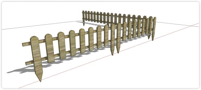 圆头造型木栅栏栅栏围栏su模型_图1