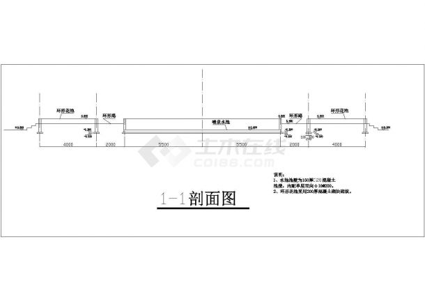 广东省某大型广场椭圆型喷泉CAD施工详图纸-dwg-图二