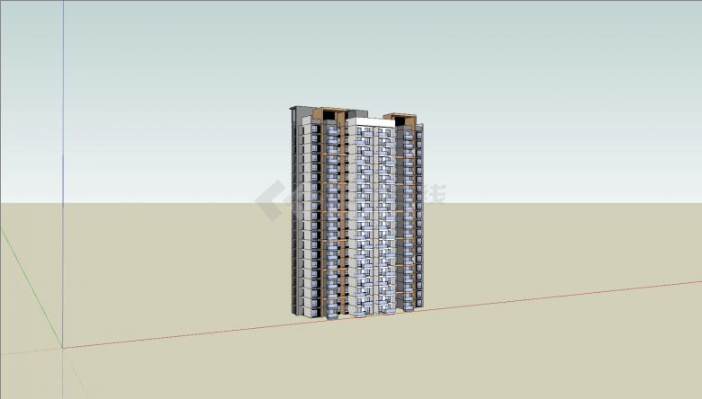 小区住宅高层建筑su模型-图一