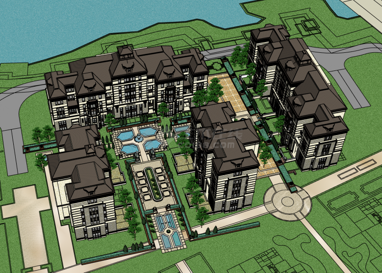 某市区住宅小区总图规划su模型-图二