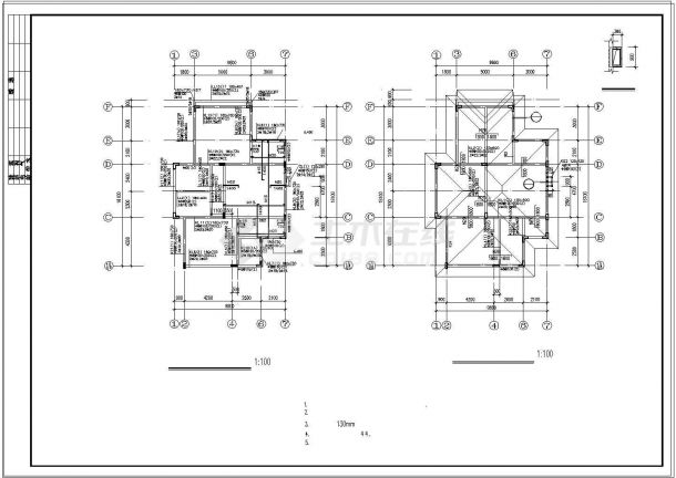 欧式别墅建筑结构设计CAD施工图-图二