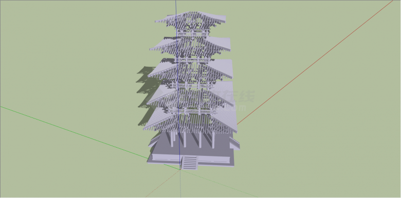 多层四方重檐塔设计su模型-图二