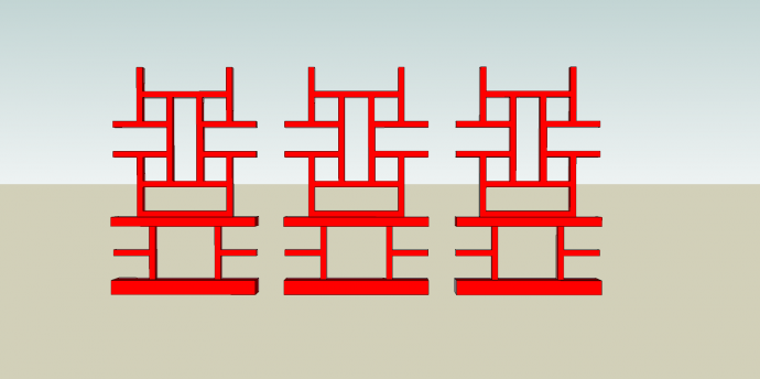 中式元素构件su模型红色镂空_图1