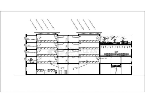 某盒子型图书馆及实验楼建筑施工CAD图纸-图二