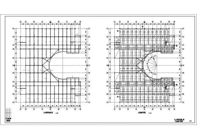 某大学六层混凝土图书馆结构施工CAD图纸_图1