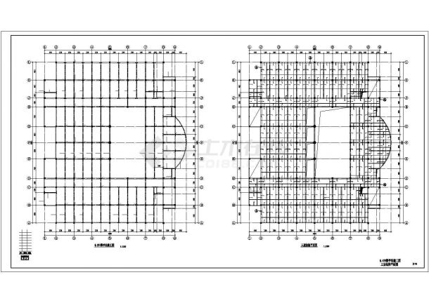 某大学六层混凝土图书馆结构施工CAD图纸-图二