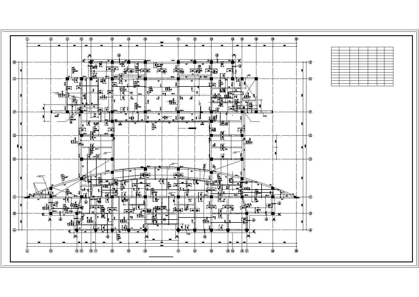 某五层图书馆科技楼异形柱框架结构施工CAD图纸