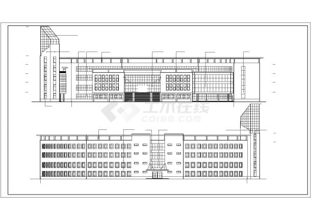 某中学四层图书馆建筑设计CAD图纸-图一