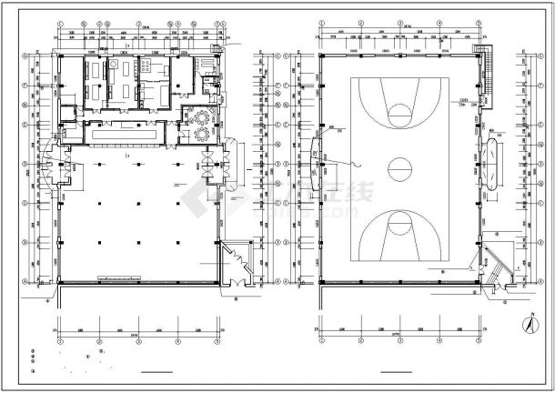 某中学操场与食堂建施CAD图纸-图二