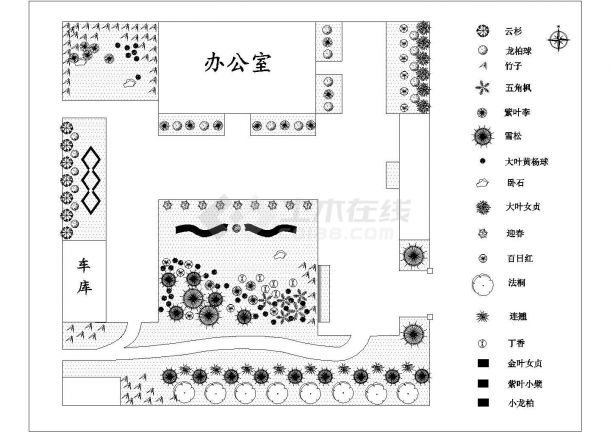 某办公区绿化邹平小区规划设计详细施工方案CAD图纸-图一