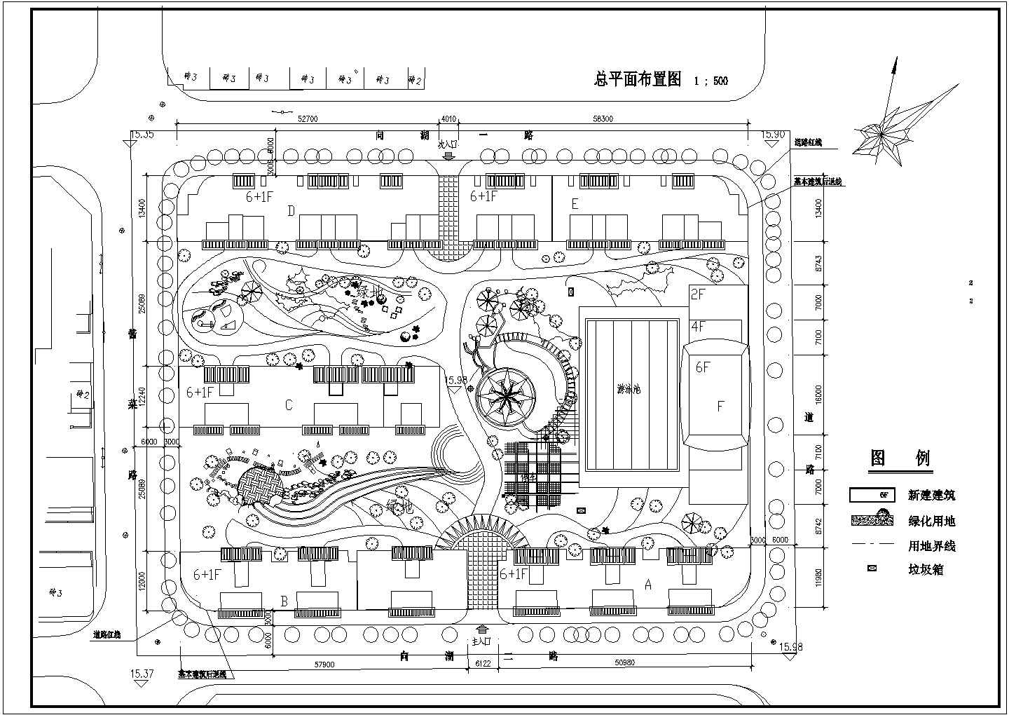 某城市高级住宅小区景观规划设计详细施工方案CAD图纸