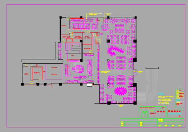 某一层砖混结构麦当劳快餐店室内装修设计cad全套施工图（含建筑设计）-图一