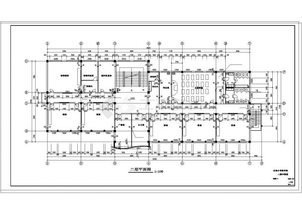 红旗小学教学楼建筑CAD施工图纸-图二