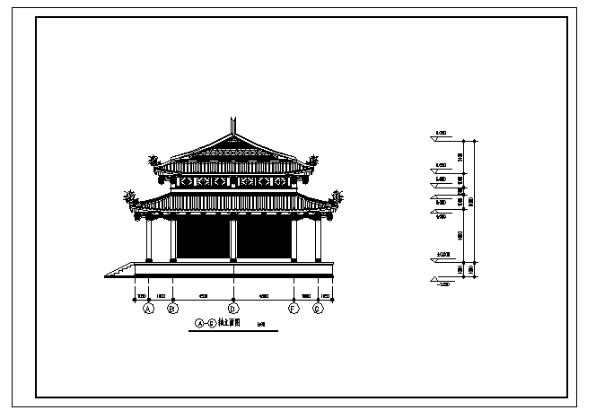 某龙山寺建筑施工cad图(含平立面图，共三张)_图1