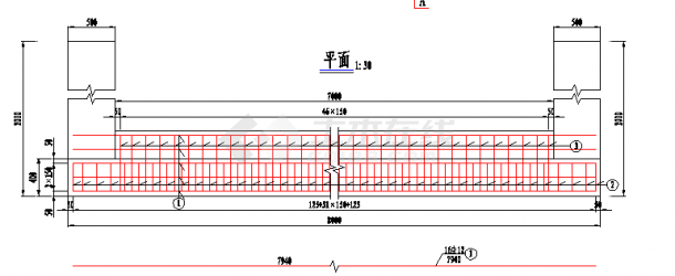 2×12米预应力混凝土空心板桥台背墙钢筋构造节点设计图-图一