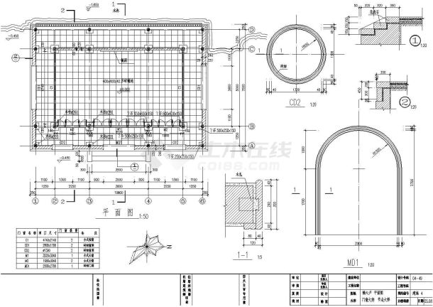 某地仿古镜心卢建筑设计cad施工图-图一