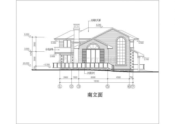 两层欧式别墅建筑设计CAD方案图-图二