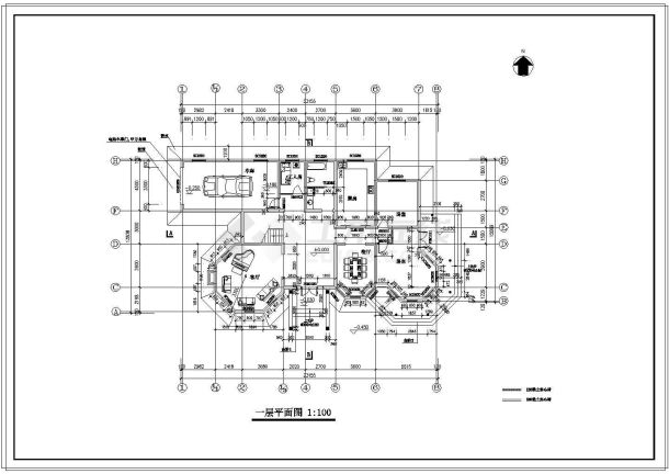 两层欧式别墅全套建筑设计CAD图（含设计说明）-图二