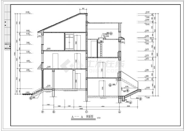 欧式错层别墅建施设计CAD图-图二