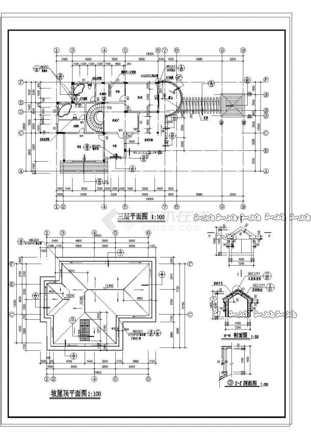 全套三层别墅建筑设计CAD施工图-图二