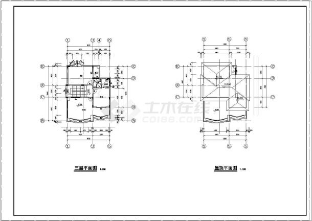 某地全套三层别墅建筑cad设计施工图-图二