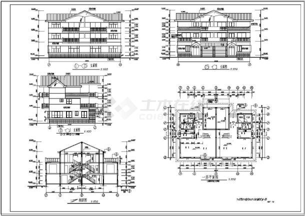 某三层双拼别墅建筑设计施工图纸-图二