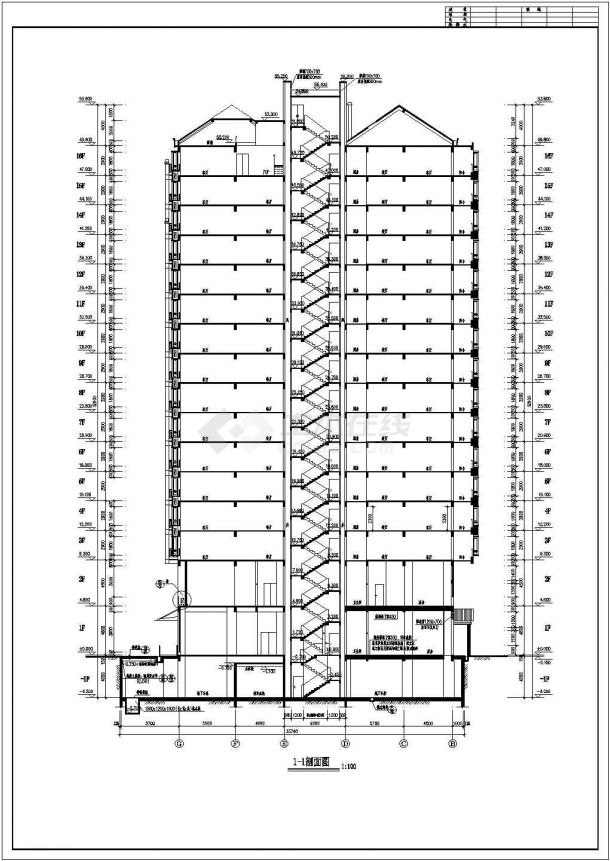 某地区高层住宅钢结构建筑设计CAD施工立面图-图一