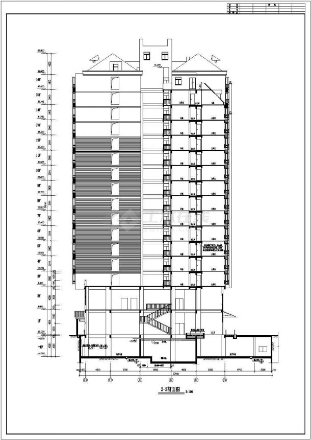 某地区高层住宅钢结构建筑设计CAD施工立面图-图二