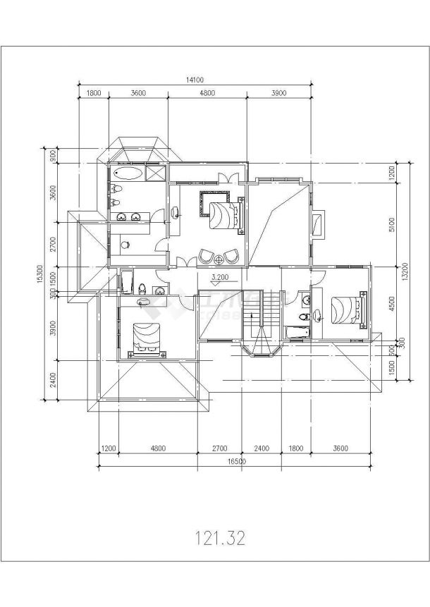 合肥某村镇420平米2层砖混结构私人别墅建筑设计CAD图纸（含地下室）-图二