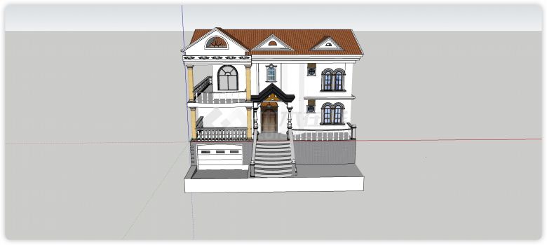 三层前厅步梯欧式小别墅su模型-图二